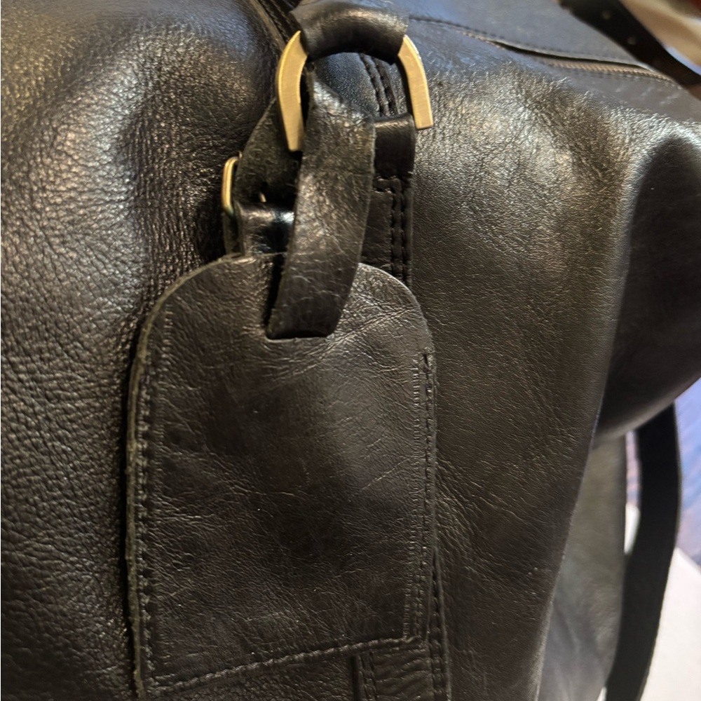 Mulberry Black Leather Travel Duffle Bag Large with Carry Strap Serial# 026904 - Picture 6 of 16